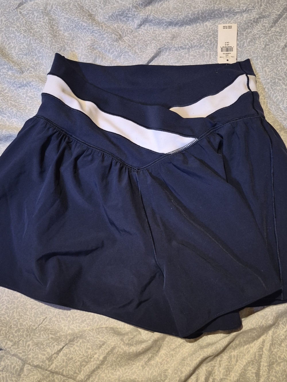AERIE Women’s Navy Blue Athletic Shorts with White Trim